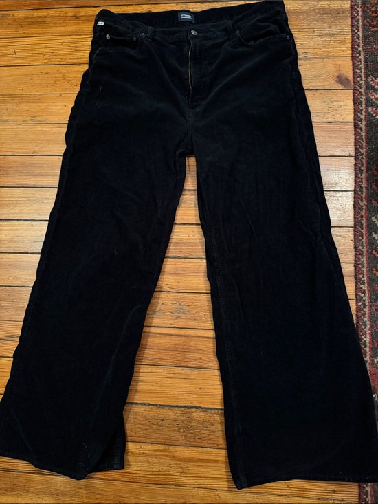 Citizens Of Humanity Denim - Citizens Of Humanity Black Corduroy Wide-Leg Jeans